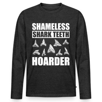 Collecte de dents de requin fossilisées | Cadeaux - T-shirt manches longues Premium bio Homme - anthracite chiné - Devant - Nico (187cm)