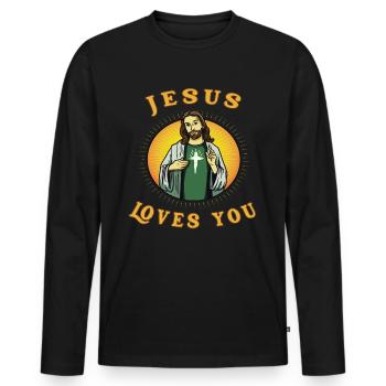 Jesus Gott Christus Religion Bibel christ - Männer Premium Bio Langarmshirt - Schwarz - Vorne - Nico (187cm)