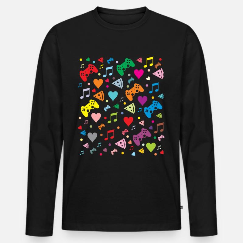 Game Pattern - Men's Premium Organic Long Sleeve Shirt - black