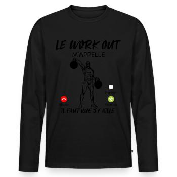 Work out Cross training Cadeau Humour Homme Sport - T-shirt manches longues Premium bio Homme - noir - Devant - Nico (187cm)