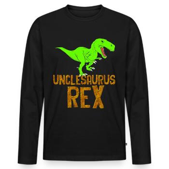 Oncle Rex Tonton Dinosaure - T-shirt manches longues Premium bio Homme - noir - Devant - Nico (187cm)