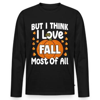 Herbst - Männer Premium Bio Langarmshirt - Schwarz - Vorne - Nico (187cm)