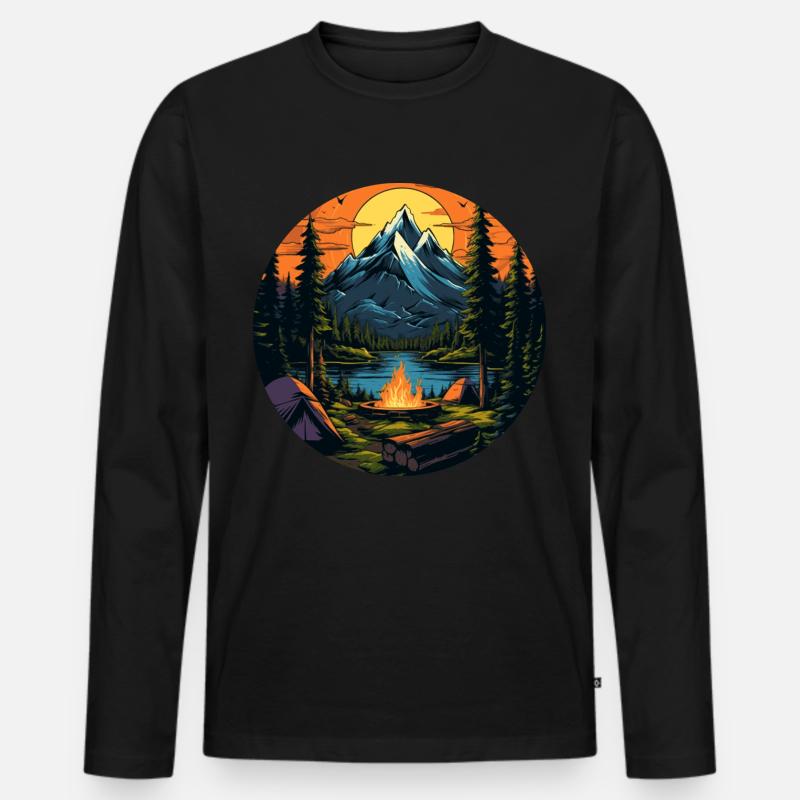 Wald-Natur-Trekking-Abenteuer - Männer Premium Bio Langarmshirt - Schwarz
