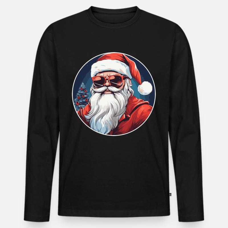 Frohe Weihnachten - Männer Premium Bio Langarmshirt - Schwarz