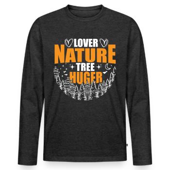 Lover Nature Tree Hugger, love of nature, - Men's Premium Organic Long Sleeve Shirt - heather anthracite - Front - Nico (187cm)