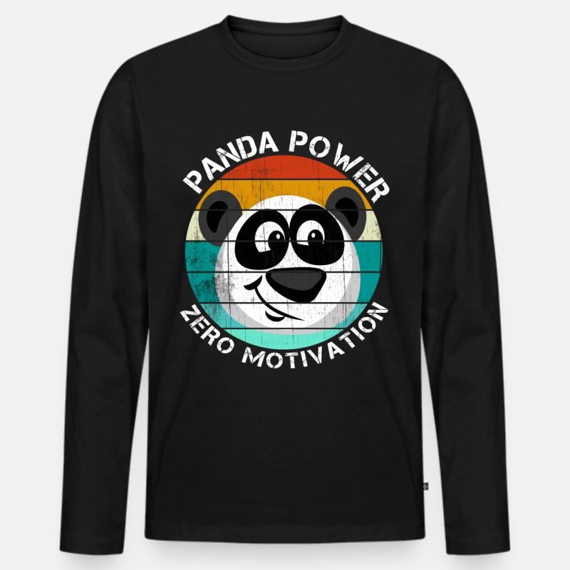 Panda Power Zero Motivation - Männer Premium Bio Langarmshirt - Schwarz