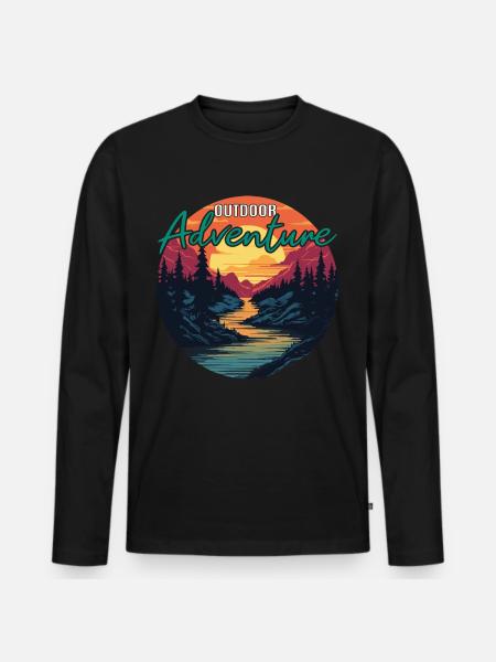 Jäger Bergsteiger Wanderer Abenteuer - Männer Premium Bio Langarmshirt - Schwarz