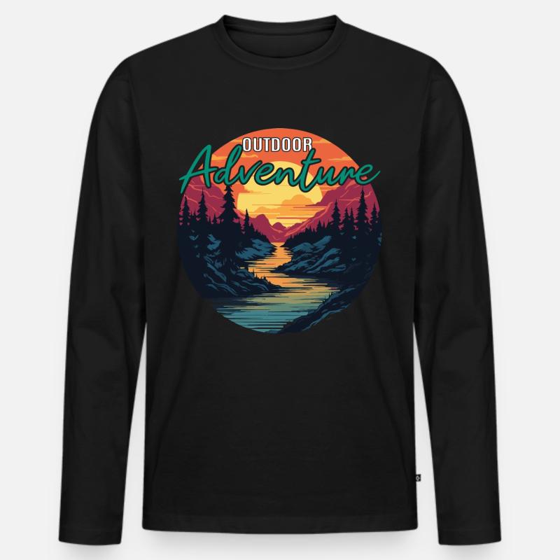 Jäger Bergsteiger Wanderer Abenteuer - Männer Premium Bio Langarmshirt - Schwarz