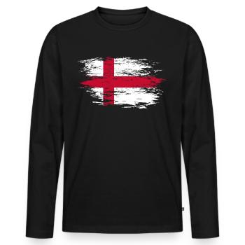 Drapeau anglais utilisé - T-shirt manches longues Premium bio Homme - noir - Devant - Nico (187cm)