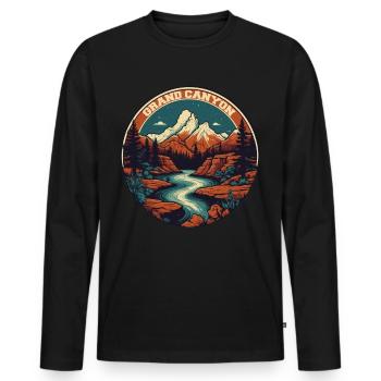 Grand Canyon rétro - Design de voyage classique - T-shirt manches longues Premium bio Homme - noir - Devant - Nico (187cm)