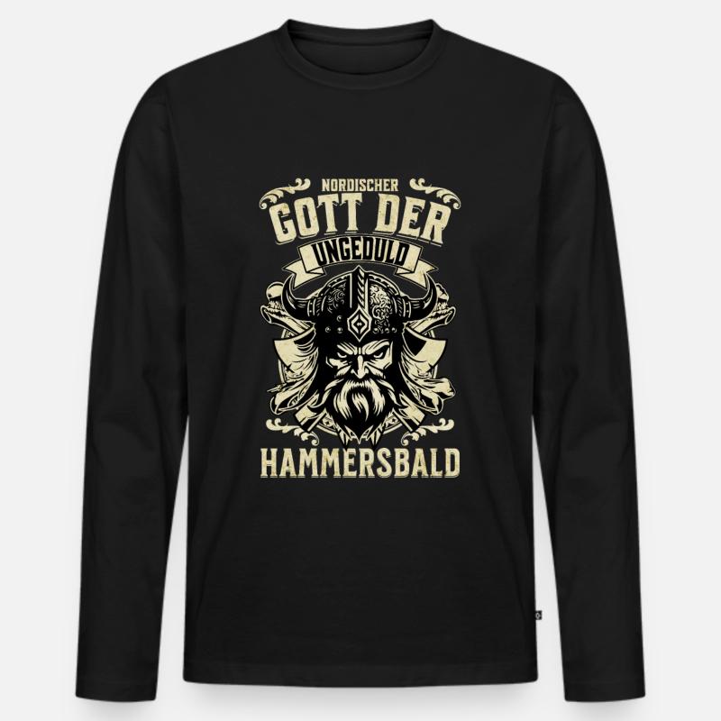 NORDISCHER GOTT DER UNGEDULD HAMMERSBALD - Männer Premium Bio Langarmshirt - Schwarz