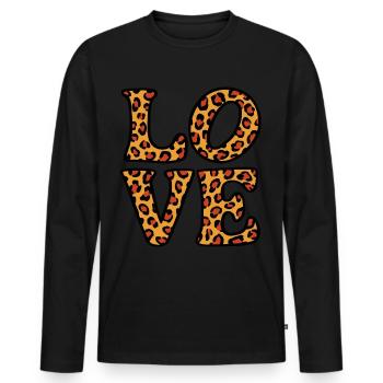 Signe de paix Amour des années 60 des années 70 Costume Groovy Hippie - T-shirt manches longues Premium bio Homme - noir - Devant - Nico (187cm)