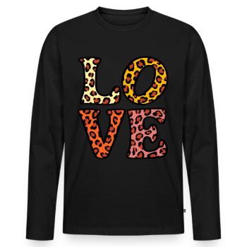 Signe de paix Amour des années 60 des années 70 Costume Groovy Hippie - T-shirt manches longues Premium bio Homme - noir - Devant - Nico (187cm)