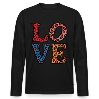 Signe de paix Amour des années 60 des années 70 Costume Groovy Hippie - T-shirt manches longues Premium bio Homme - noir - Devant - Nico (187cm)