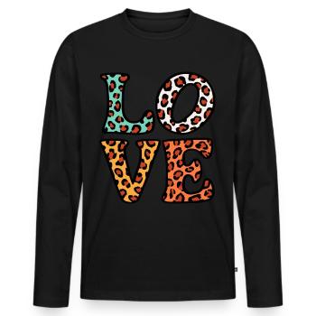 Signe de paix Amour des années 60 des années 70 Costume Groovy Hippie - T-shirt manches longues Premium bio Homme - noir - Devant - Nico (187cm)