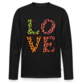 Signe de paix Amour des années 60 des années 70 Costume Groovy Hippie - T-shirt manches longues Premium bio Homme - noir - Devant - Nico (187cm)