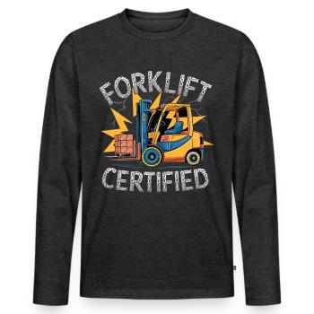 Forklift Certified Gabelstapler - Männer Premium Bio Langarmshirt - Anthrazit meliert - Vorne - Nico (187cm)
