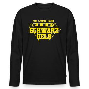 Fußball Dortmund - Männer Premium Bio Langarmshirt - Schwarz - Vorne - Nico (187cm)