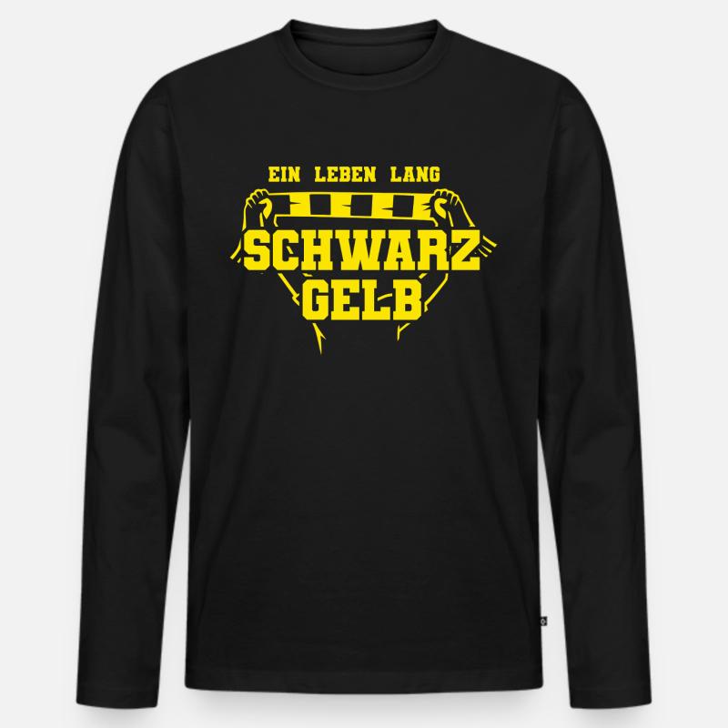 Fußball Dortmund - Männer Premium Bio Langarmshirt - Schwarz