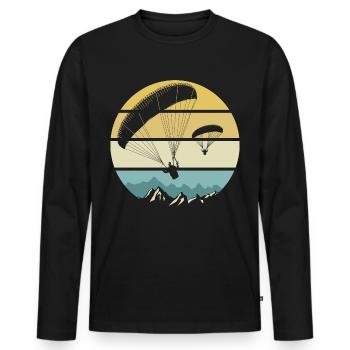 paragliding gift man woman sport paraglider - Men's Premium Organic Long Sleeve Shirt - black - Front - Nico (187cm)