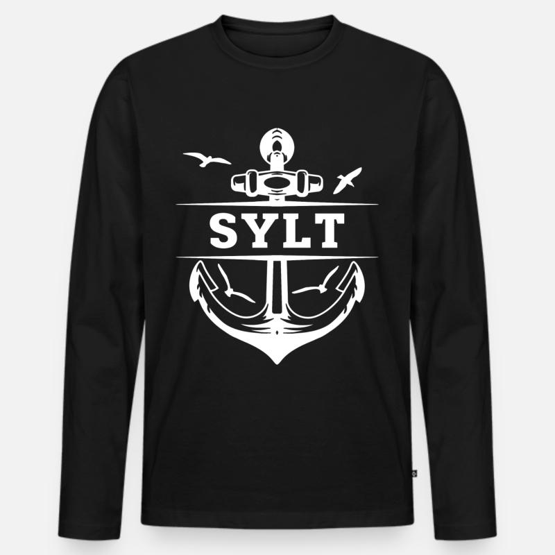 Sylt - Männer Premium Bio Langarmshirt - Schwarz