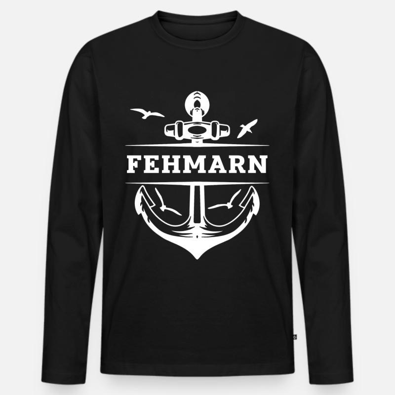 Fehmarn - Männer Premium Bio Langarmshirt - Schwarz