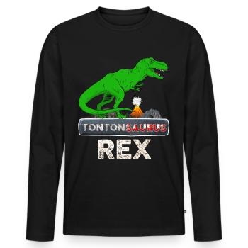 Tonton saurus Rex Humour Dinosaure Futur Oncle - T-shirt manches longues Premium bio Homme - noir - Devant - Nico (187cm)