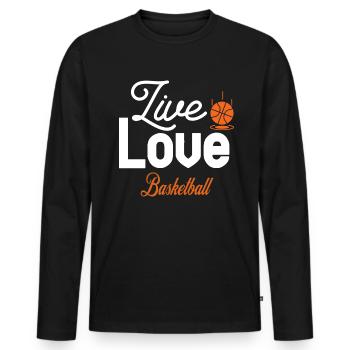 Live Liebe Basketball - Männer Premium Bio Langarmshirt - Schwarz - Vorne - Nico (187cm)