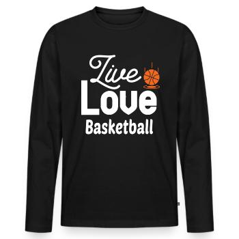 Live Liebe Basketball - Männer Premium Bio Langarmshirt - Schwarz - Vorne - Nico (187cm)