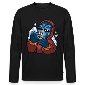 Cannabis Alien Marihuana Weed Kiffer Shirt - Männer Premium Bio Langarmshirt - Schwarz - Vorne - Nico (187cm)