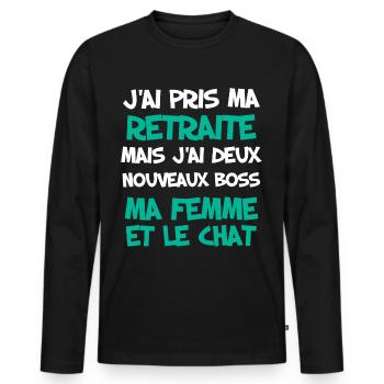 Retraite Avec Femme Et Animaux De Compagnie - T-shirt manches longues Premium bio Homme - noir - Devant - Nico (187cm)