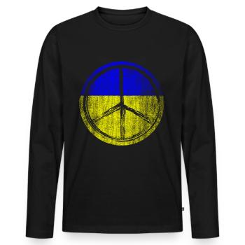 Flagge Fahne Peacezeichen Ukraine - Männer Premium Bio Langarmshirt - Schwarz - Vorne - Nico (187cm)