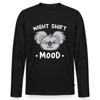 Koala Koala Bear Night Shift Night Shift - Men's Premium Organic Long Sleeve Shirt - black - Front - Nico (187cm)