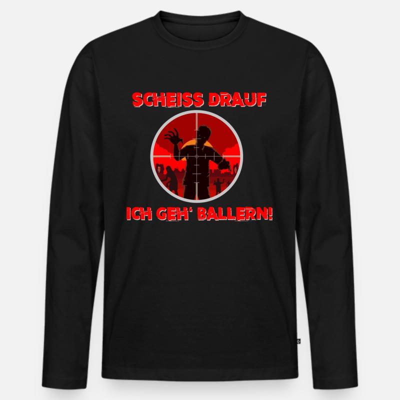 Scheiss drauf - Männer Premium Bio Langarmshirt - Schwarz