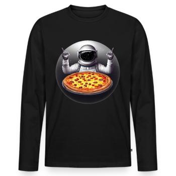 Pizza explorers in space - Men's Premium Organic Long Sleeve Shirt - black - Front - Nico (187cm)