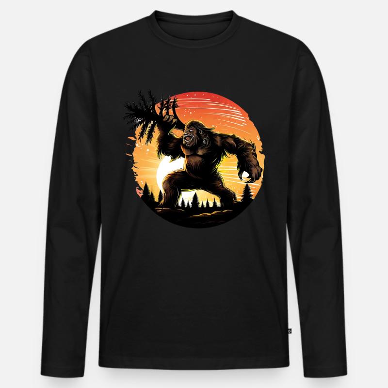 Wütender Bigfoot - Männer Premium Bio Langarmshirt - Schwarz