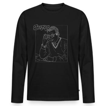 Jean Paul Sartre Philosophie Existenzialismus - Männer Premium Bio Langarmshirt - Schwarz - Vorne - Nico (187cm)
