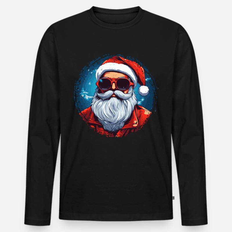 Frohe Weihnachten - Männer Premium Bio Langarmshirt - Schwarz