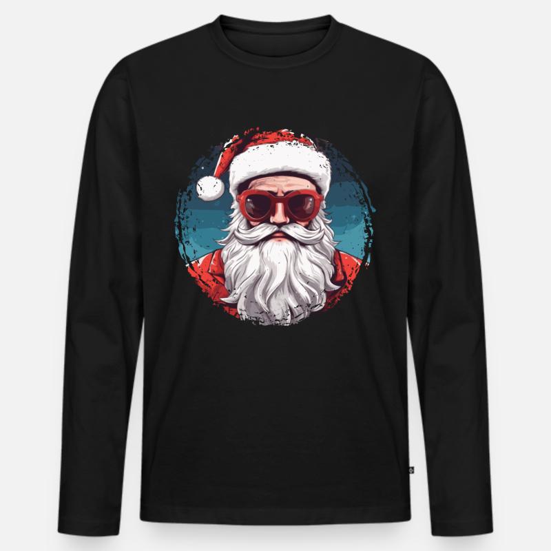 Frohe Weihnachten - Männer Premium Bio Langarmshirt - Schwarz