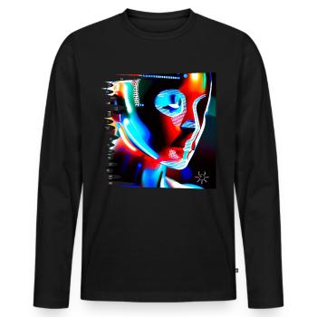 Monster #036 Bunter Roboter - Männer Premium Bio Langarmshirt - Schwarz - Vorne - Nico (187cm)