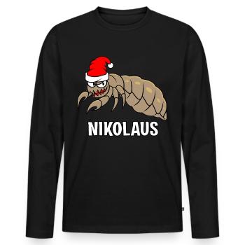 Nikolaus - Männer Premium Bio Langarmshirt - Schwarz - Vorne - Nico (187cm)