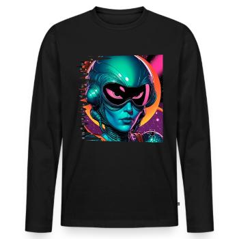 Monster #044 Space Captain - Men's Premium Organic Long Sleeve Shirt - black - Front - Nico (187cm)