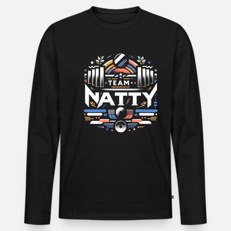 Team Natty 7 - Männer Premium Bio Langarmshirt - Schwarz