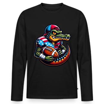 Quart-arrière alligator de football - T-shirt manches longues Premium bio Homme - noir - Devant - Nico (187cm)