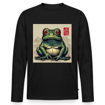 Grumpy Japanese Frog: Cute Kawaii D - Men's Premium Organic Long Sleeve Shirt - black - Front - Nico (187cm)