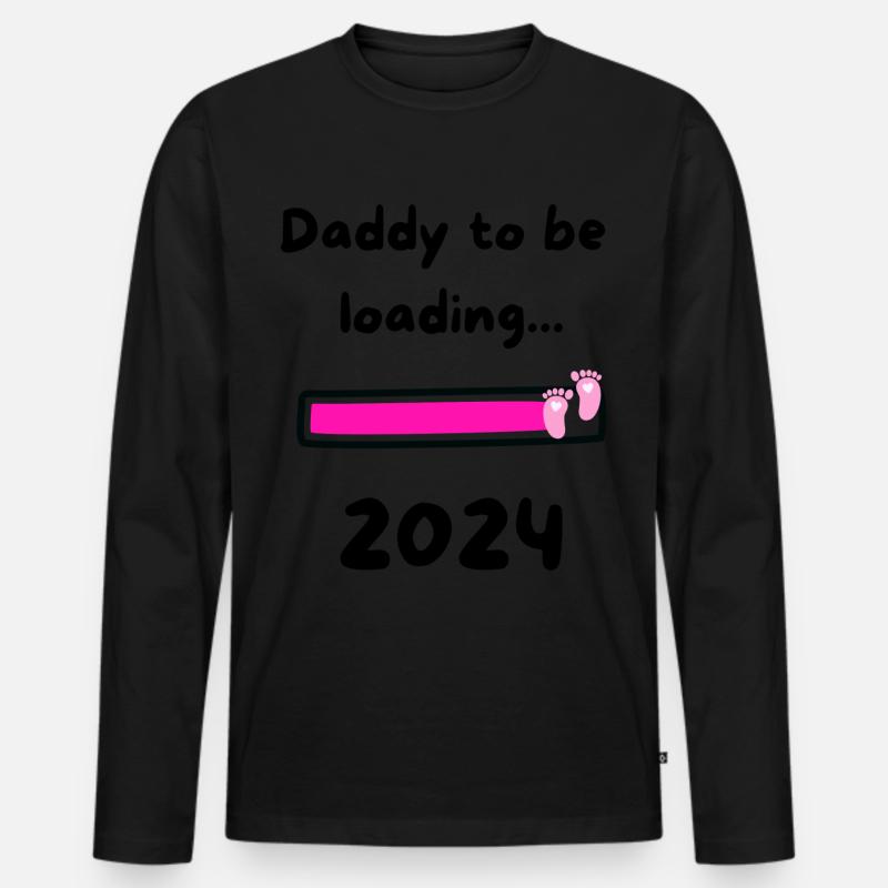 Daddy loading 2024 Girl - Männer Premium Bio Langarmshirt - Schwarz