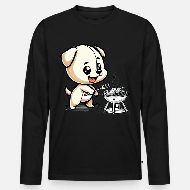 Cute BBQ Dog - Männer Premium Bio Langarmshirt - Schwarz