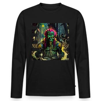 monster #094 Swamp Monster - Men's Premium Organic Long Sleeve Shirt - black - Front - Nico (187cm)