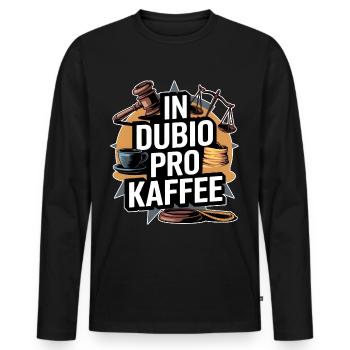 Jurist lustig Spruch Richter IN DUBIO PRO KAFFEE - Männer Premium Bio Langarmshirt - Schwarz - Vorne - Nico (187cm)