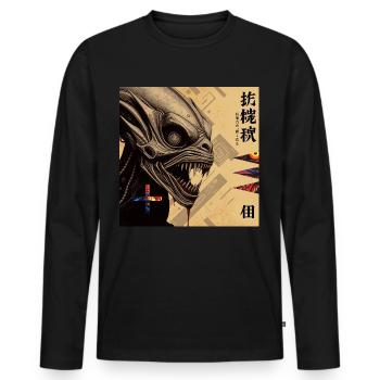 Monster #106 - Men's Premium Organic Long Sleeve Shirt - black - Front - Nico (187cm)